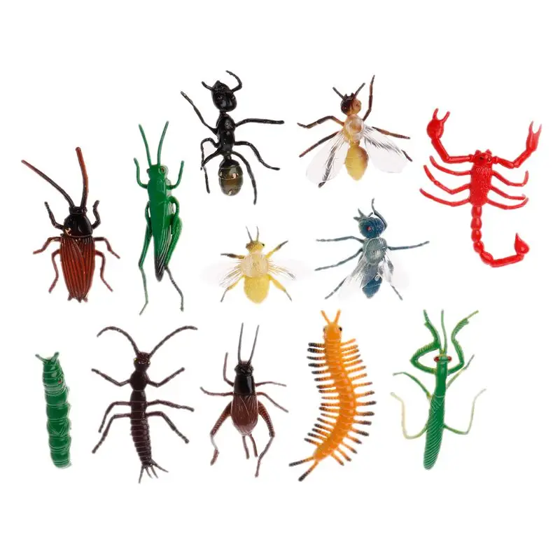 12 шт. модели насекомых пластиковые тараканы шутка приколы пластиковые жуки Хэллоуин гаджет обучающая игрушка