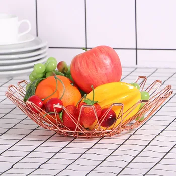 

Restaurant Dining Room Practical Metal Food Storage Party Portable Home Fruit Bowl Drain Decorative Basket Table Vegetables