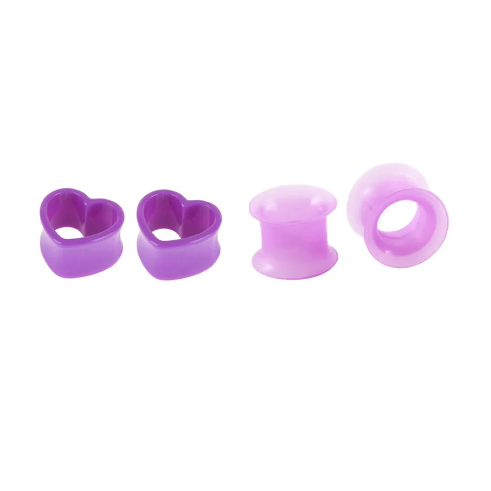 Purple Силиконовые серьги-гвоздики, аксессуары в форме сердца, пара акриловых тоннелей, ювелирные изделия для пирсинга, растяжки, расширитель, серьги - Окраска металла: Purple