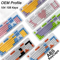 Teclado abs keycap 104 108 teclas definir perfil oem teclado mecânico retroiluminado doubleshot mx interruptor 61 87 layout barra de espaço keycaps