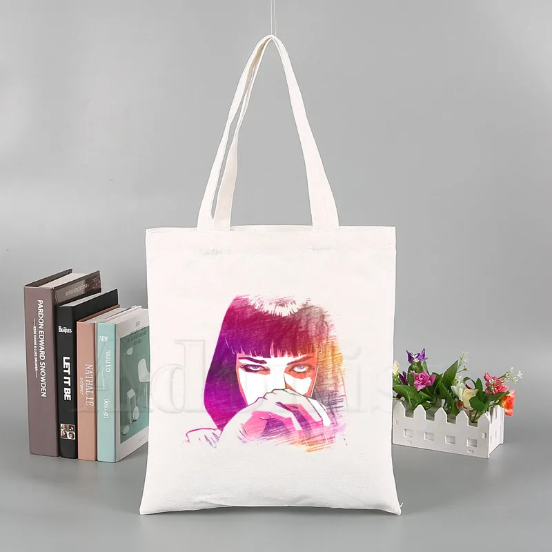 

Pulp Fiction TRAVOLTA SAMUEL JACKSON New Arrives Art Canvas Bag Totes Simple Print Shopping Bags Girls Life Casual Pacakge