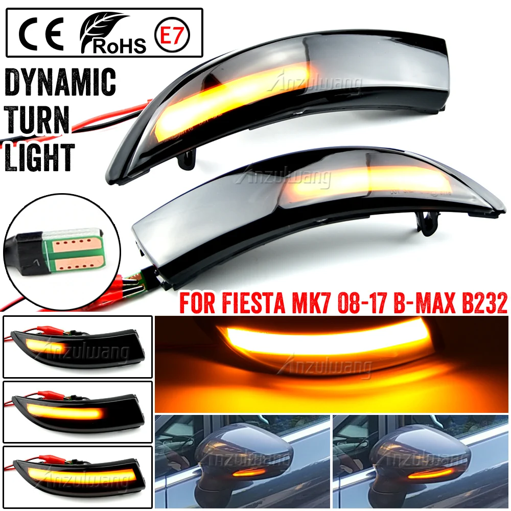 

LED Dynamic Turn Signal Light Side Mirror Sequential Indicator Blinker Lamp For Ford Fiesta MK6 VI /UK MK7 2008-17 B-Max 2012-17