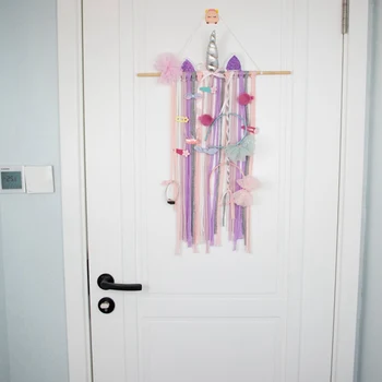 

Large Rainbow unicorn Hair Bows Holder Hair Clips Hairpins Storage Belt Boutique Barrettes Organizer For Girls Hair Accessories