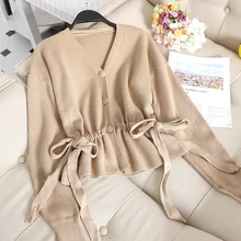 Осень и зима вязаный свитер дикая Милая Короткая куртка тонкий кардиган пальто женское