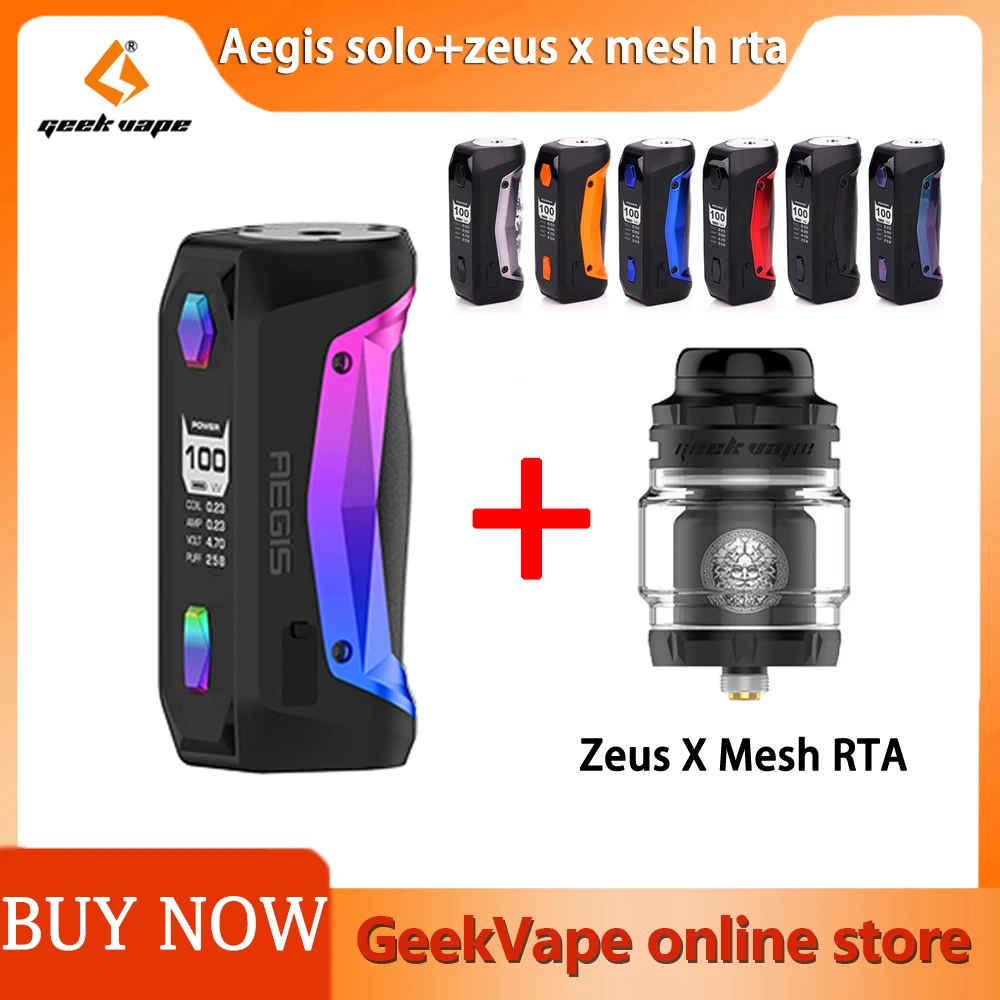 Geekvape Aegis Solo Mod 100 Вт Vape Box с батареей 18650 водонепроницаемый Zeus X Mesh RTA 4 5 мл/3 мл емкость