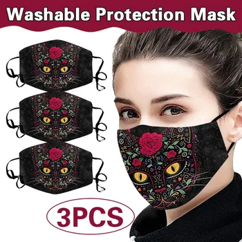 

face mask fashion designer Adult Woman Print Adjustable Washable Safet Protect Washable Face Mask 3PCS masque