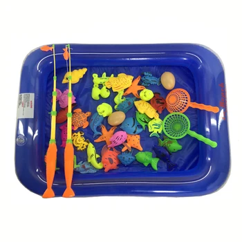 

Magnetic Fishing Toy 40pcs/lot With Inflatable pool Rod Net Set For Kids Child Model Play Fishing Games Outdoor Toys