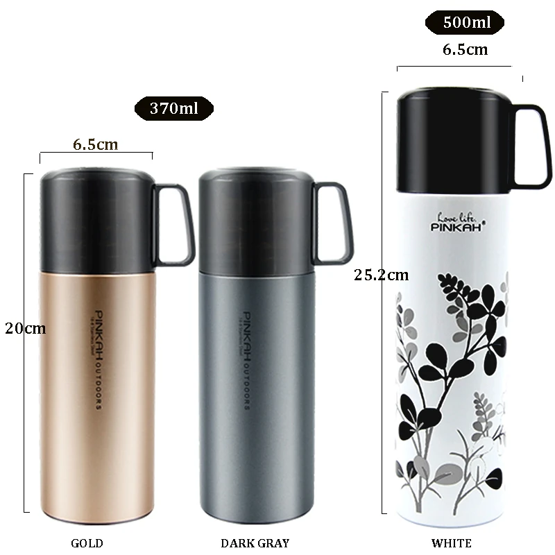 PINKAH Termos Botol 370 Ml 500 Ml 304 Stainless Steel Vacuum