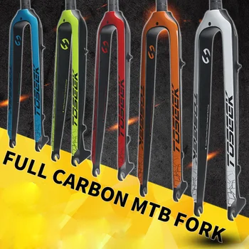

TOSEEK Full Carbon Fiber Fork Bicycle Fork Mtb Road Mountain Bike Fork Bike Parts 1-1/8" 26/27.5/ 29inch 3K