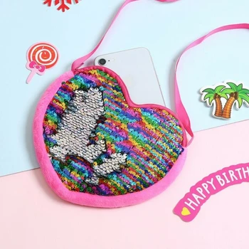 

Girls Love Heart coin purse fashion Sequins Crossbody Coin Purse Wallet Clutch Bags purses& wallets
