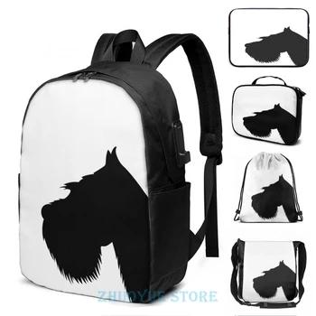 

Funny Graphic print My Schnauzer USB Charge Backpack men School bags Women bag Travel laptop bag