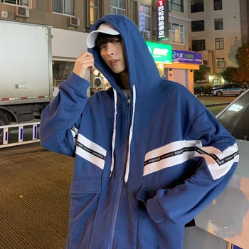 

2020 Spring And Autumn Hooded Sweater Men's Cardigan Tide Brand Ins Wind Net Red Sports Hooded Jacket Men Super Fire Jacket