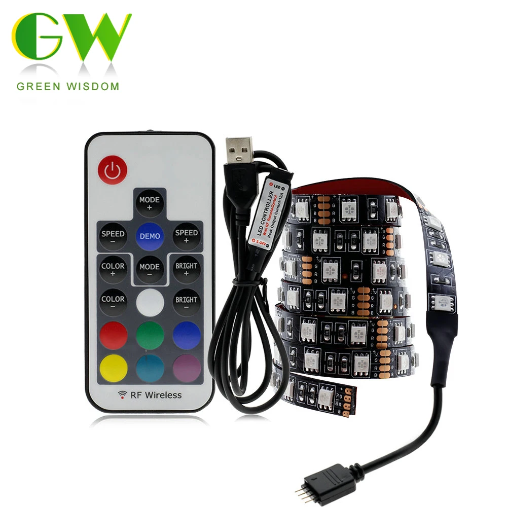 USB Светодиодные ленты RGB съемный светодиодный ТВ фонового освещения 50 см 1 м 2 м 3 м 4 м 5 м DIY 5 V гибкий светодиодный свет RGB Светодиодные ленты