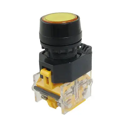 Желтая кнопка с самовозвратом переключатель 22 мм 7/" 1 нет N/O 1 NC N/C 10A 660V AC