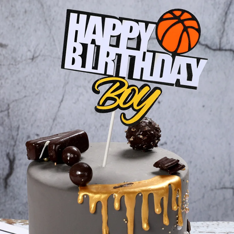 Basketball Cupcake Topper Football Theme Sports Happy Birthday Cake Topper Flags For Kids Boys Birthday Party Cake Decorations Cake Decorating Supplies Aliexpress