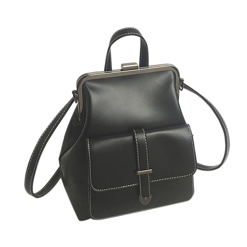 

Retro Bags Pu Leather Backpack Women School Bags For Small Backpacks Black