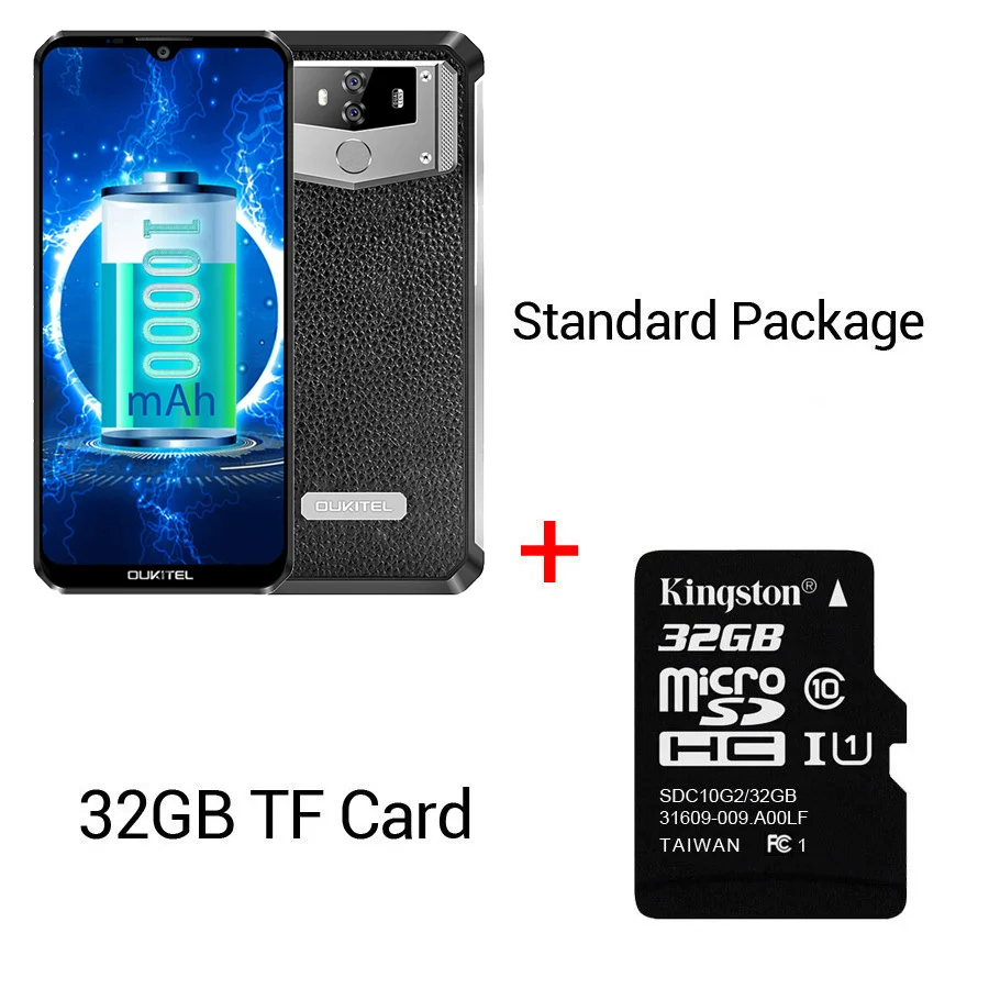 OUKITEL K12 Android 9,0 мобильный телефон 6," 19,5: 9 MTK6765 6G ram 64G rom NFC 10000mAh 5 V/6A Быстрая зарядка отпечатков пальцев Смартфон - Цвет: Black N 32GB Card