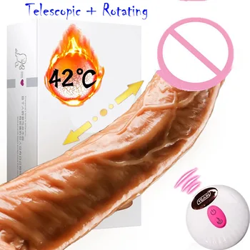 360°Rotating Penis Vibrator Automatic Telescopic Female Masturbation Super Realistic Heating Big Dildo Erotic Sex Toys For Women