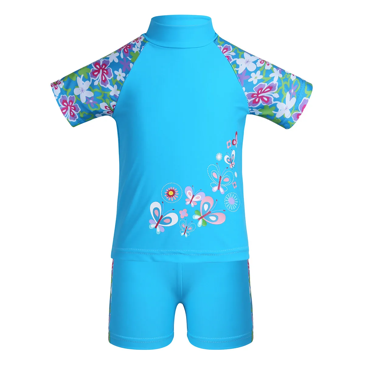 

2PCS Girls Tankini Floral Printed Swimsuit Swimwear Set Kids Cute Tops with Bottoms Bathing Suit Pool Beachwear