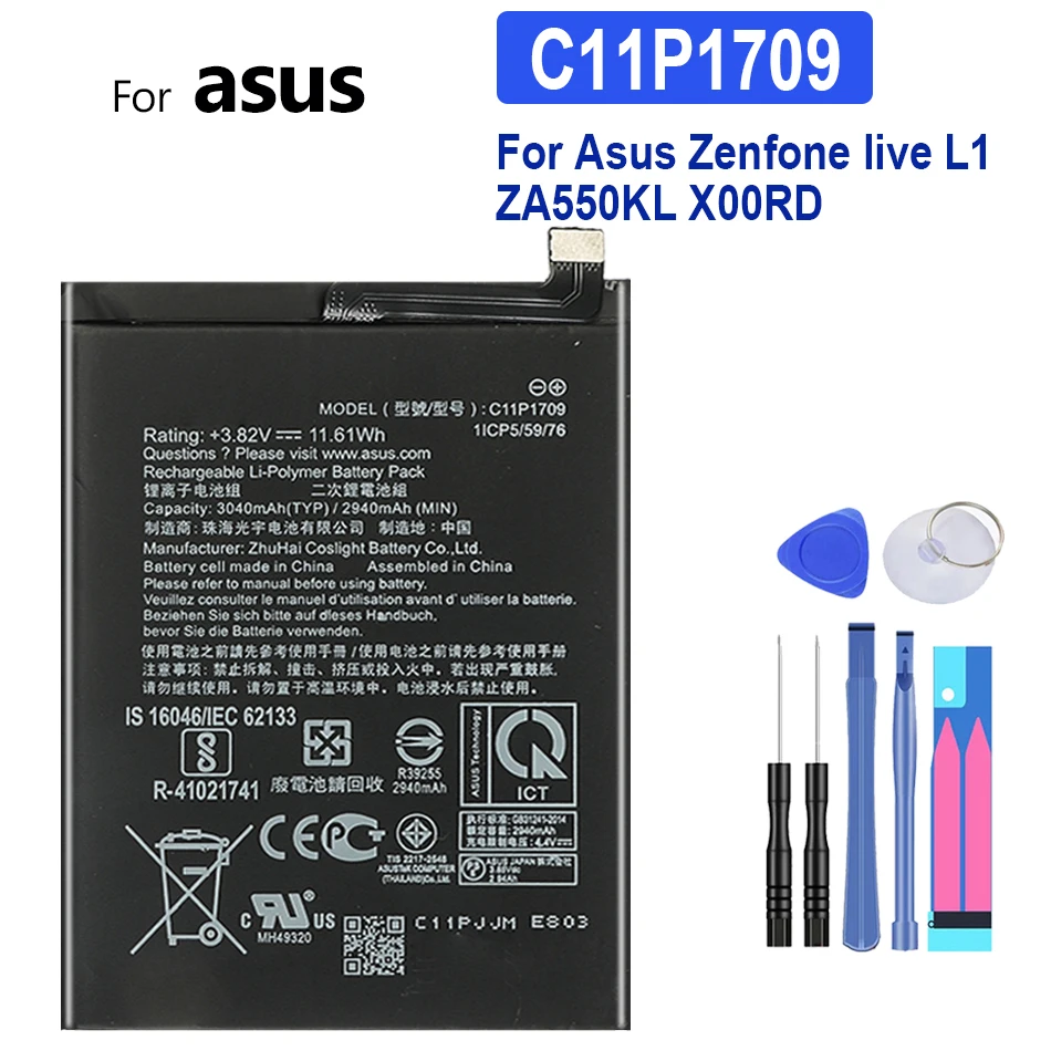 C11P1709 аккумулятор 3040 мАч для Asus Zenfone Live L1 ZA550KL X00RD мобильный телефон Bateria | Мобильные