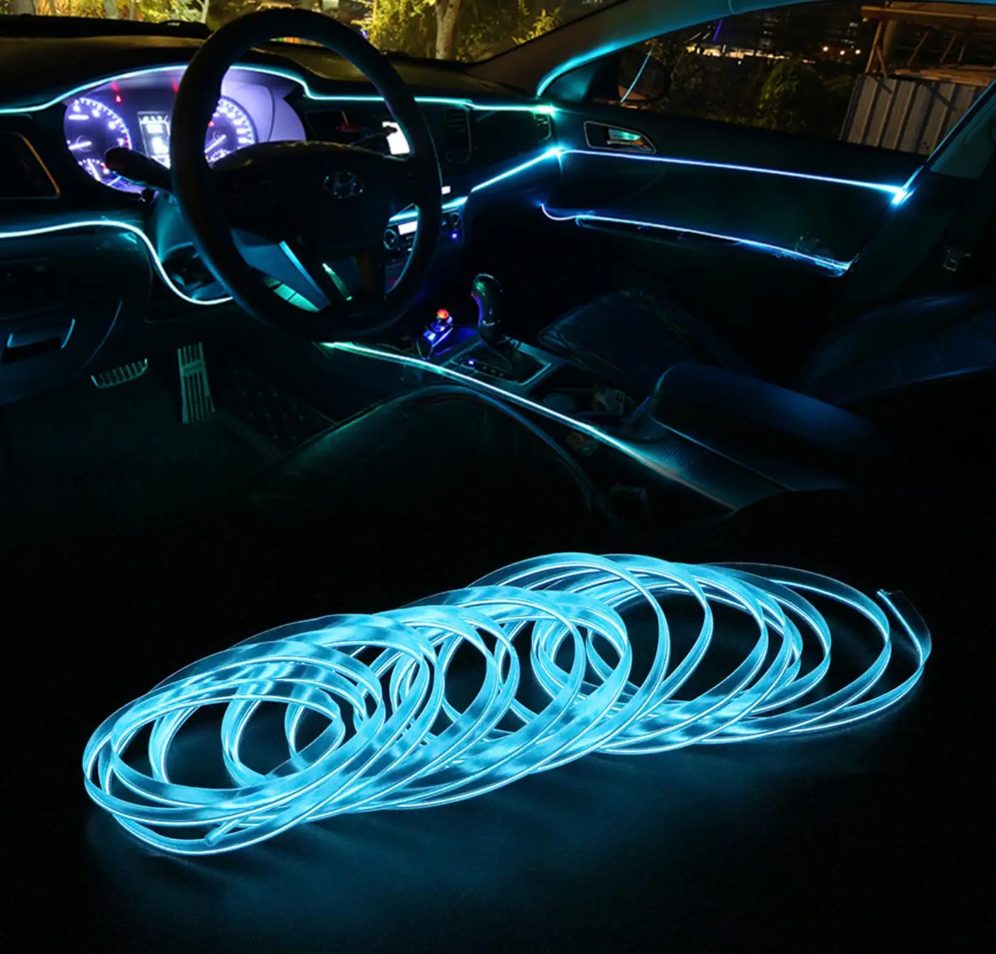 Car Flexible Neon EL Wire Decorative Lamp Light Strips Auto Lamps Car