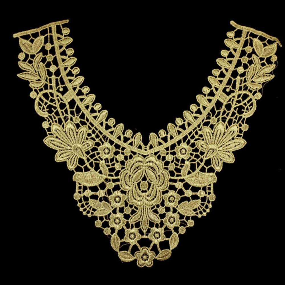 1 шт. золотистое металлическое кружево воротник с вырезом цветочный мотив
