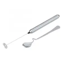 Кухонные аксессуары для выпечки, кухонный Карманный аккумулятор из нержавеющей стали, Электрический вспениватель молока для кофе с ложкой