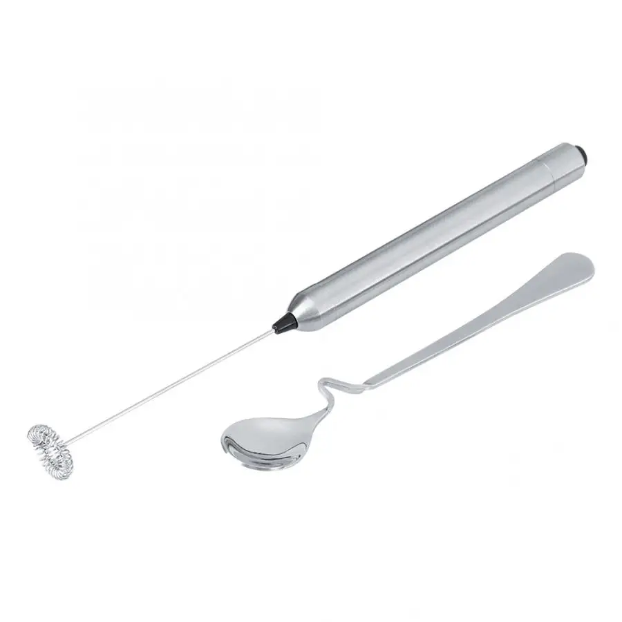 Kitchen Baking Accessories Stainless Steel Handheld Battery Operated Electric Coffee Milk Frother with Spoon | Бытовая техника
