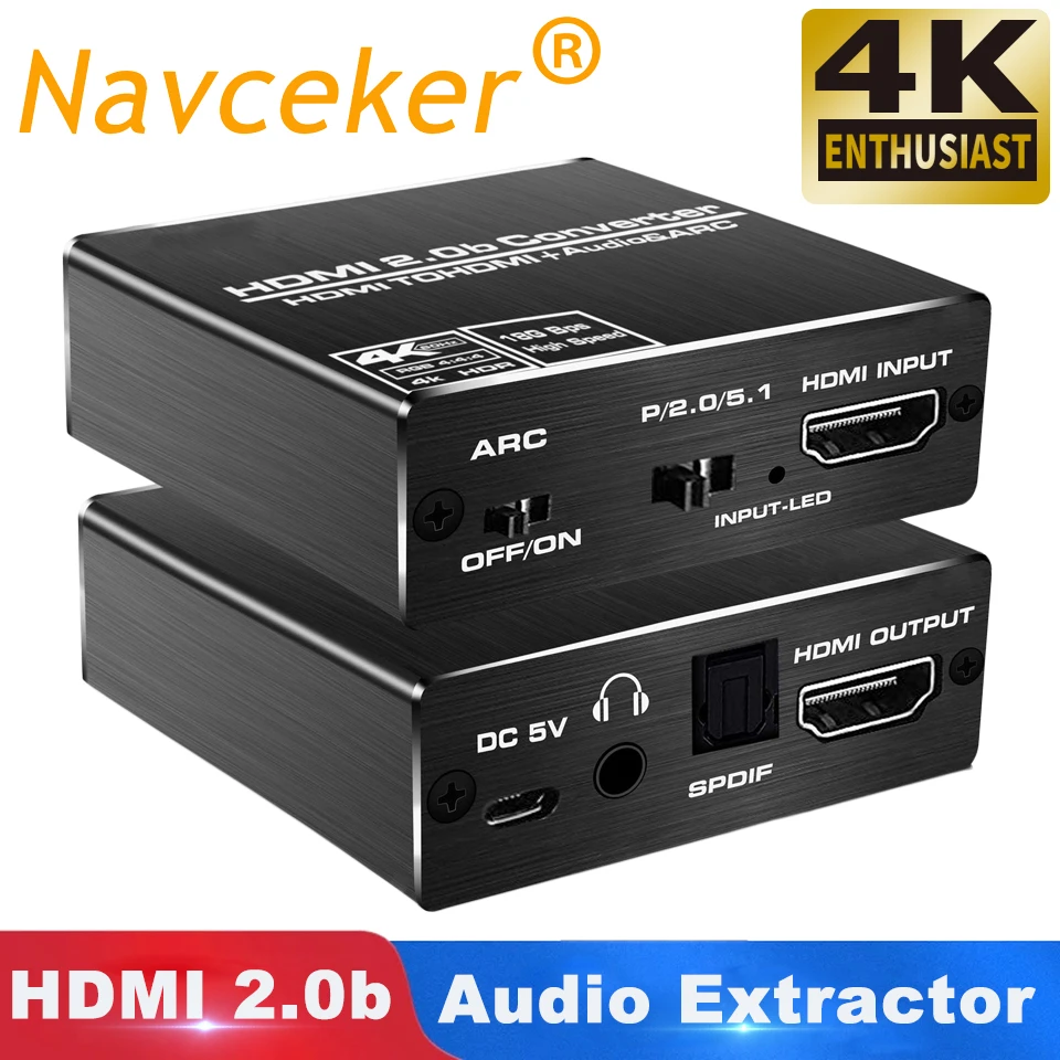 HDMI 2.0 Extractor Лучший HDMI 2,0 аудио экстрактор поддержка 4K 60Hz YUV 4:4:4 HDR HDMI аудио конвертер адаптер CEC HDMI в оптический TOSLINK SPDIF - Цвет: HDMI 2.0 Extractor
