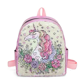 

New Women Sequins Backpack Cute Unicorn Schoolbag For Teenage Student Girls Satchel Female Packpack