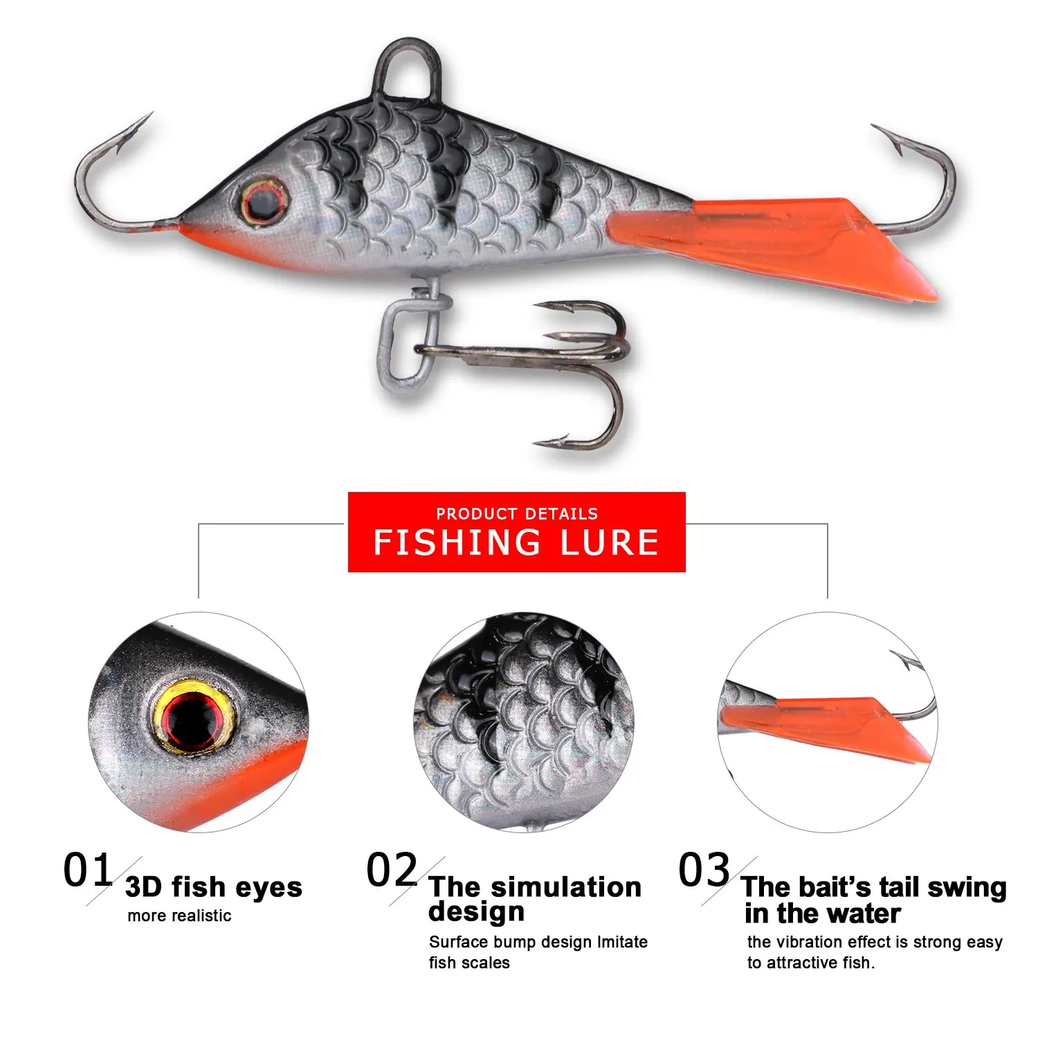 Джиги для подледной рыбалки с тройным крюком, один крючок для Walleye, зимние рыболовные приманки, ледяные джигггинг