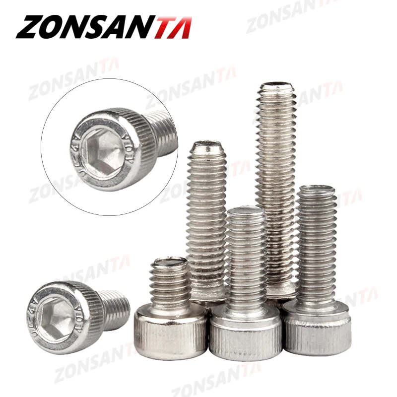 ZONSANTA Hexagon Hex Socket Cap Head Bolt M1.4 M1.6 M2 M2.5 M3 M4 M5 M6 M8 304 Stainless Steel DIN912 Allen Socket Head Screw|Screws|   - AliExpress