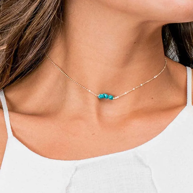 Türkisen verkrustete Perlen Boho Choker. Zarte Edelstein Colliers. Tiny Perlen Halsband Halskette. Strand schmuck