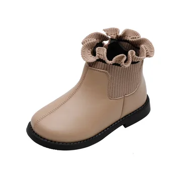 

Fashion Lace Sock Boots Autumn Winter Girls Leather Shoes Ankle Princess Sneakers Sport For Kids Children Boots 1 2 3 4 5 6 Year
