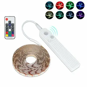 

Wireless PIR Motion Sensor LED Night light 5050 5V RGB Flexible LED Strip 3M TV USB Battery Bed Cabinet Closet Wardrobe Stairs