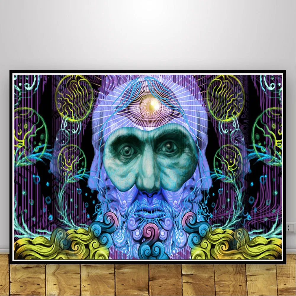 NT015 Blacklight картина маслом Современный психоделический абстрактный психоделический плакат настенная художественная картина Печать холст Декор для гостиной дома комнаты - Цвет: Светло-серый