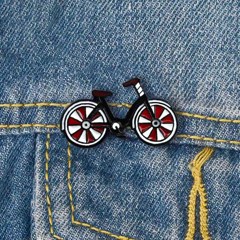 Red Bike Enamel Pin Cartoon Bicycle Badge Brooch Lapel Pin Denim Jeans Bag Shirt Collar Cool Jewelry Gift For Kids Friends