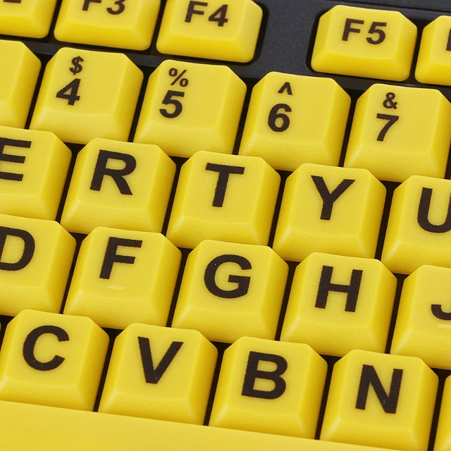 Drop Wholesale USB Wired Keyboard Big Black Letter Print Yellow Button Keyboard For Elderly & Low Vision