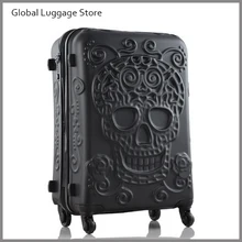 20,24,28 Inch Spinner Wheel skull Travel Suitcase abs hardside trolley luggage