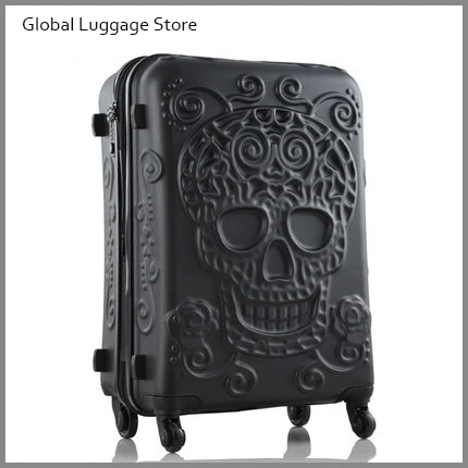 20 24 28 Inch Spinner Wheel skull Travel Suitcase abs hardside trolley luggage | Багаж и сумки