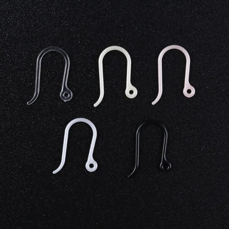 

100 Pcs/pack Non-Allergic Plastic Ear Shape Wire Hooks Clear Resin Earring DIY Jewelry Making Accessories