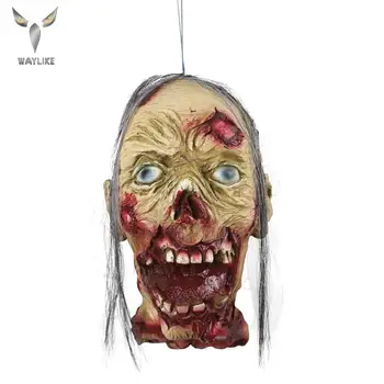 

Waylike Halloween White Hair Ghost Halloween Head Horror Decorations Decapitated Head Haunted House Escape Decor Hanging Props