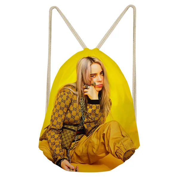 ThiKin Горячая Billie Eilish печать Модный шнурок сумка для девочек Дорожная емкость рюкзак Aily Softback леди пляж Mochila