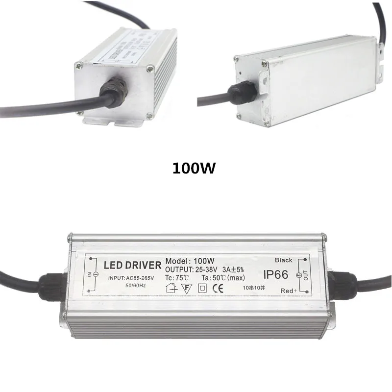 Lighting Transformer 10W 20W 30W 50W 100W LED Driver Low Current For Floodlight HighBay AC110V AC220V Aluminum IP66 LED Adapter