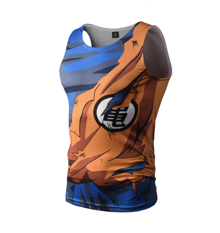 Foreign Trade Hot Sales Summer Vest Anime Goku Printted Waistcoat Fashion Sleeveless Youth Sports Tank Top Waistcoat Men's