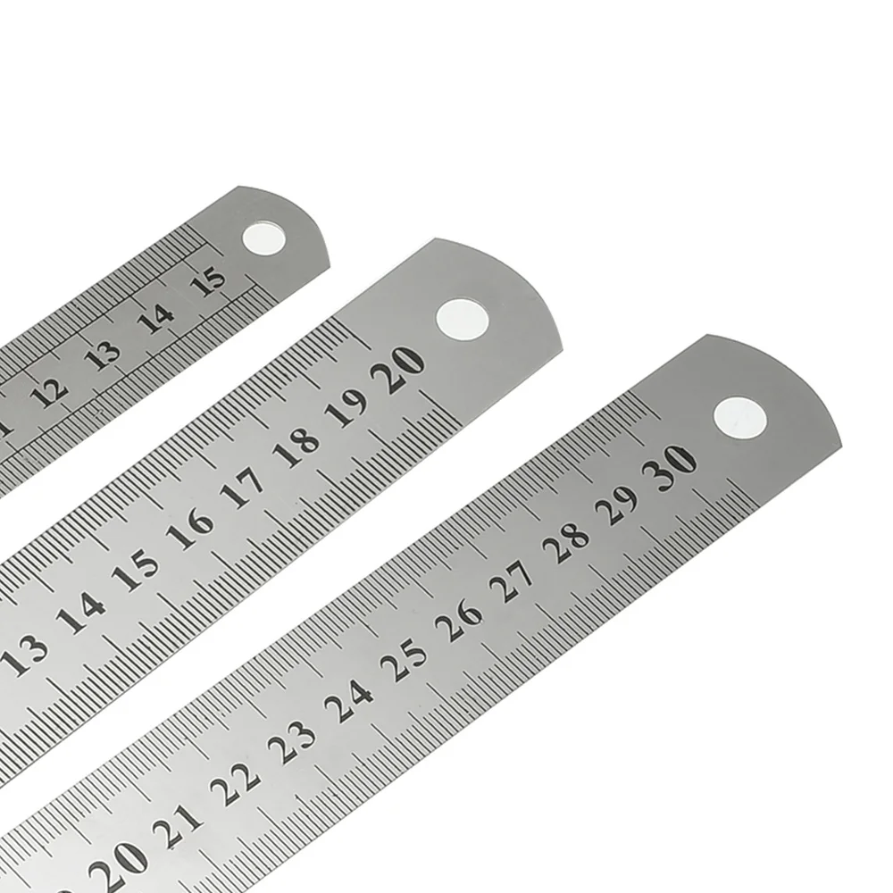 

15-30cm Stainless Steel Metal Ruler Ruler Tool Precision Double Measuring Tool