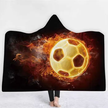 

3D Printed world Cup Soccer Blanket Winter Fleece Blankets For Adults Kids Travel Decorative Sofa Stylish Bedding Hooded Blanket