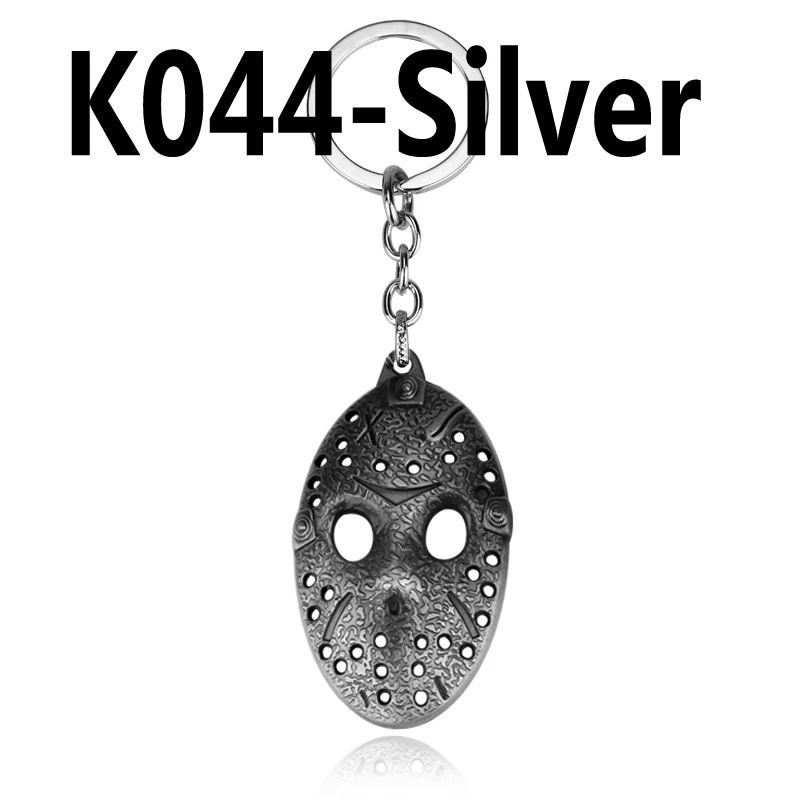 Классический брелок для ключей с фильмом ужасов "Пятница 13", серебряная Хоккейная маска Джейсона, нож, металлический брелок для друга, ювелирное изделие на Хэллоуин, подарок - Цвет: K044-silver
