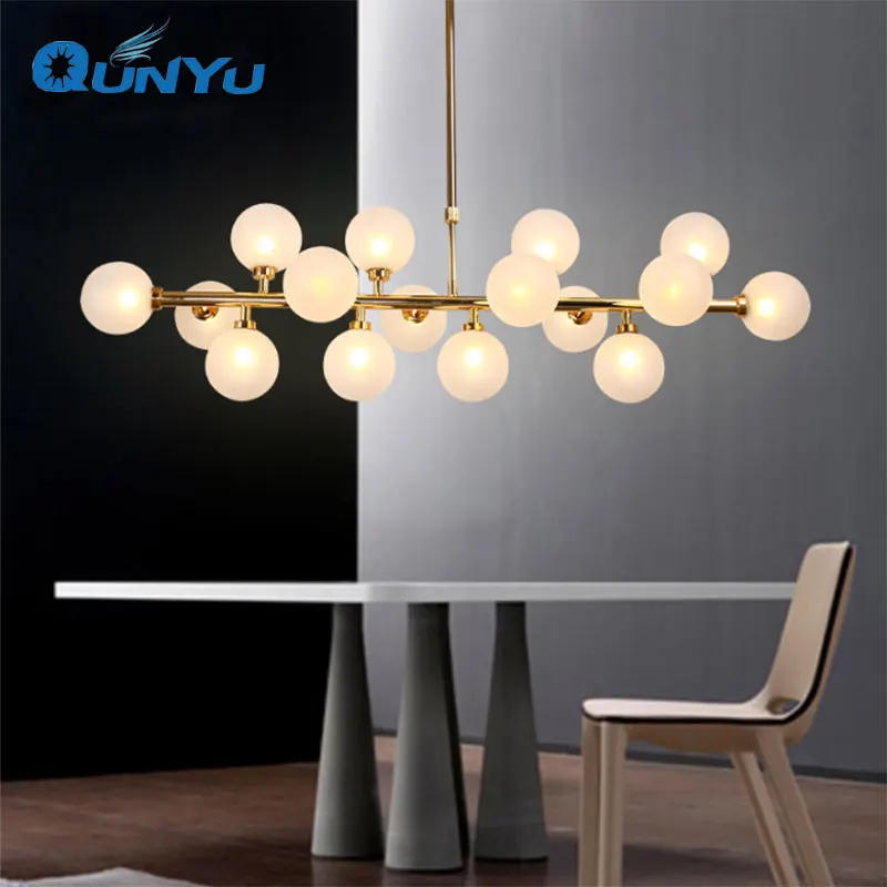 Postmodern golden black magic beans glass ball chandelier northern Europe simple living room dining room restaurant bar light