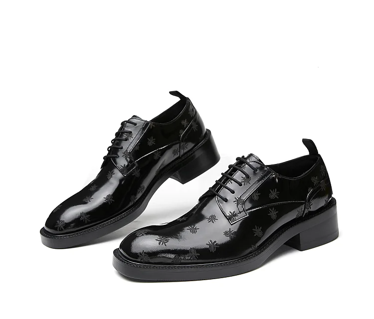 

Мужские кожаные туфли с вырезами, дышащие Дерби, увеличенная толстая подошва, с квадратным носком, деловой костюм